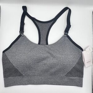Auden Womens Nursing Lightly Lined Yoga Bra Heather Gray Seamless Racerback M